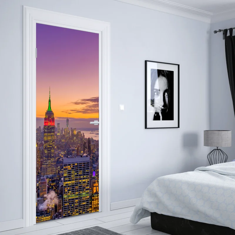 Türaufkleber lebendige New York skyline bei sonnenuntergang