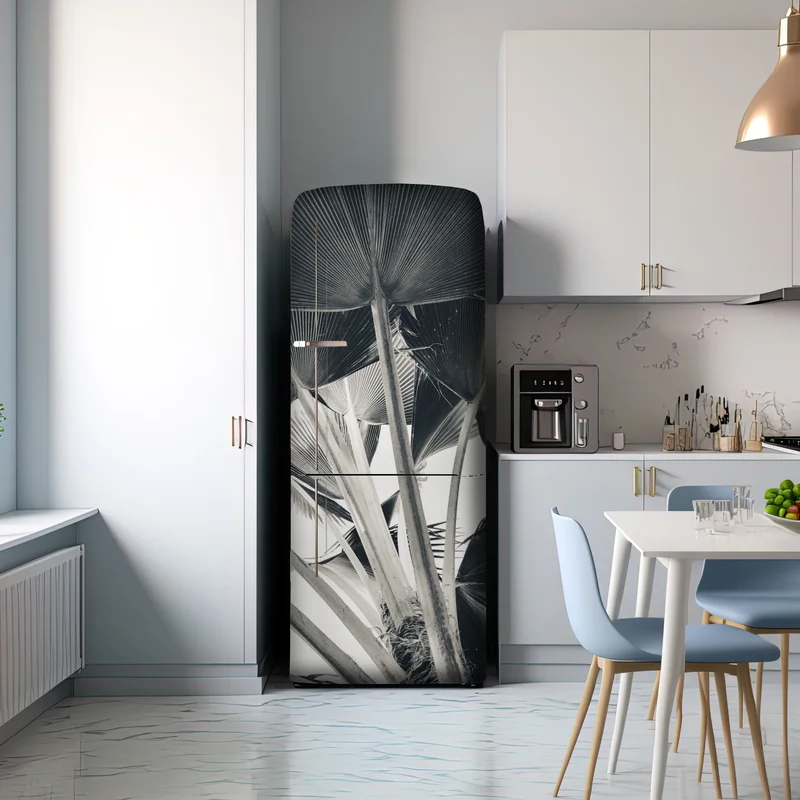 Kühlschrankaufkleber tropische komposition von bananenblättern