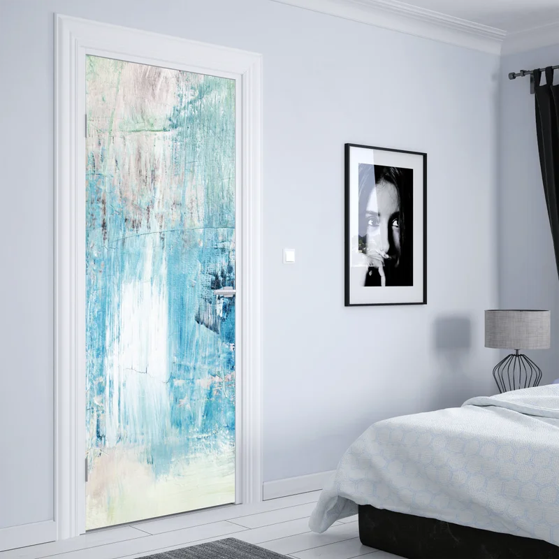 Türaufkleber türkis abstrakte ölstruktur