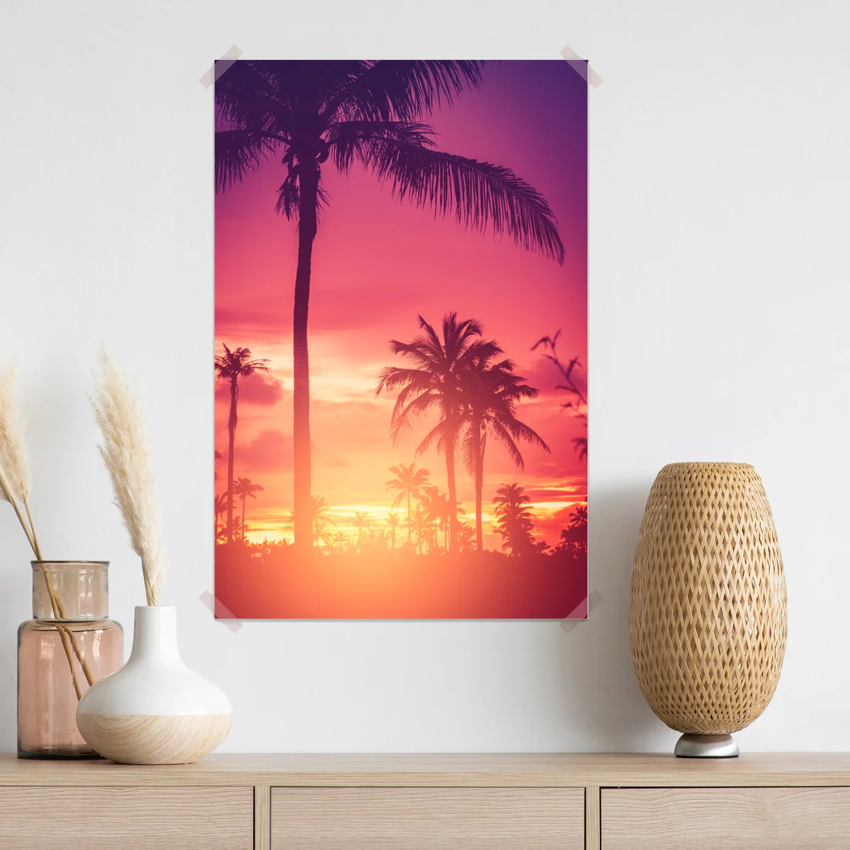 Poster tropischer sonnenuntergang mit palmen Poster tropischer sonnenuntergang mit palmen