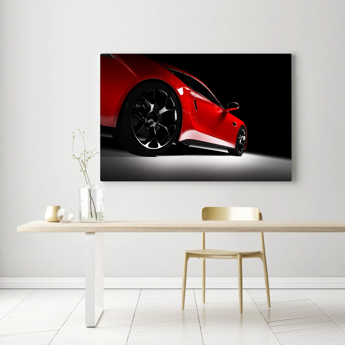 Leinwandbild nahaufnahme eines roten sportwagens Leinwandbild nahaufnahme eines roten sportwagens