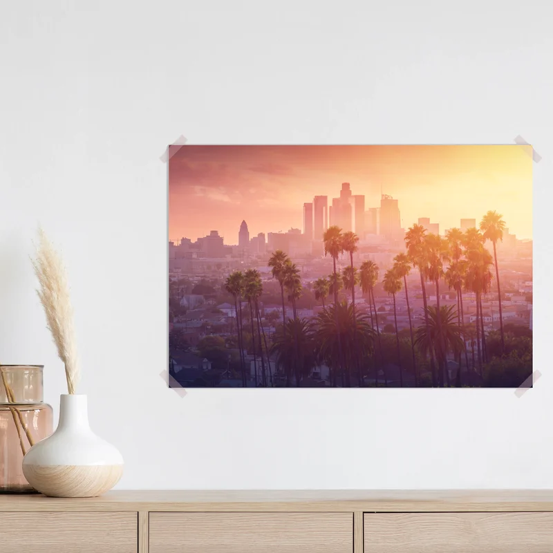 Poster Los Angeles goldener sonnenuntergang über der skyline Poster Los Angeles goldener sonnenuntergang über der skyline