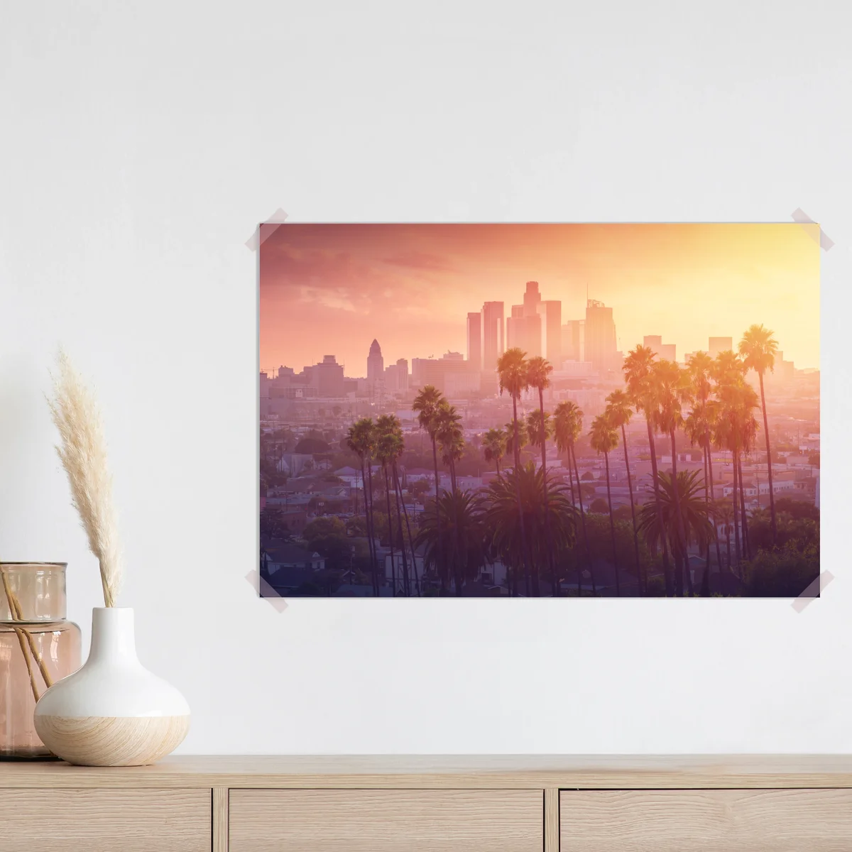 Poster Los Angeles goldener sonnenuntergang über der skyline Poster Los Angeles goldener sonnenuntergang über der skyline