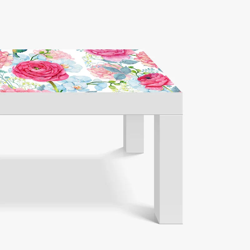 Tischaufkleber und Schreibtischaufkleber rosa aquarell blumengarten mit kolibri