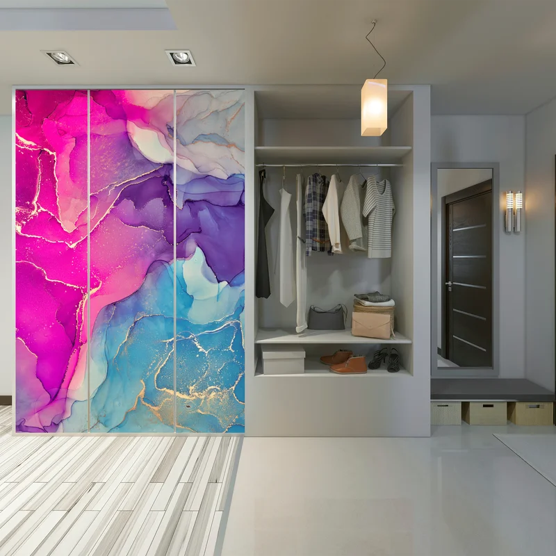 Schrankaufkleber leuchtende marmorierte komposition aus alkohol-tinte