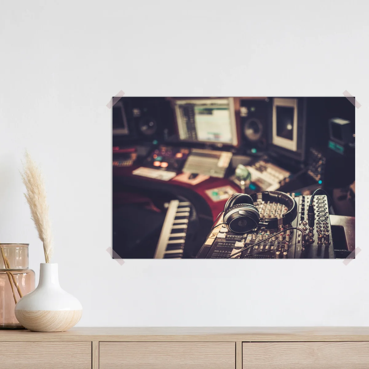 Poster vintage aufnahmestudio am mischpult Poster vintage aufnahmestudio am mischpult