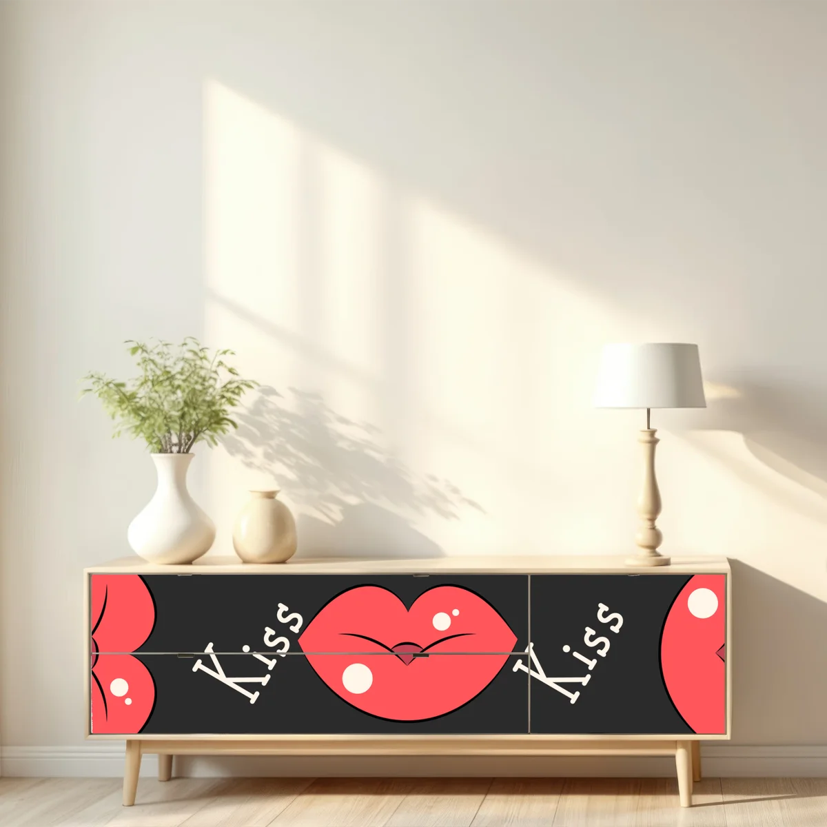 Repositionierbarer Aufkleber verspieltes muster mit rosa lippen Repositionierbarer Aufkleber verspieltes muster mit rosa lippen