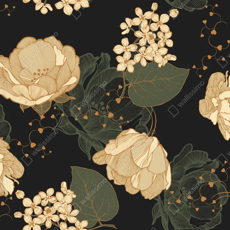 Kühlschrankaufkleber goldene pfingstrosen vor dunklem botanischem hintergrund Kühlschrankaufkleber goldene pfingstrosen vor dunklem botanischem hintergrund