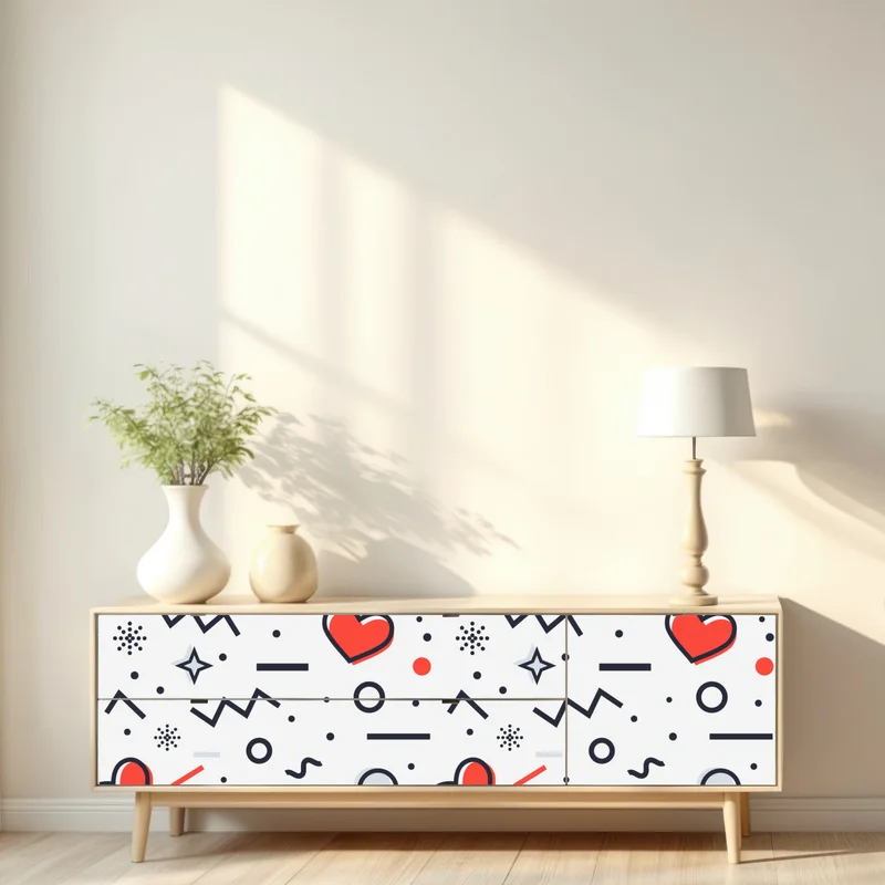 Repositionierbarer Aufkleber verspieltes herzenmuster auf weißem hintergrund