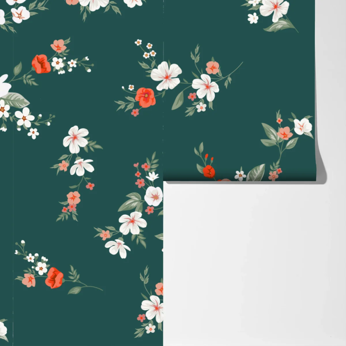 Fototapete vintage korallenblumenmuster auf tiefgrünem hintergrund Fototapete vintage korallenblumenmuster auf tiefgrünem hintergrund