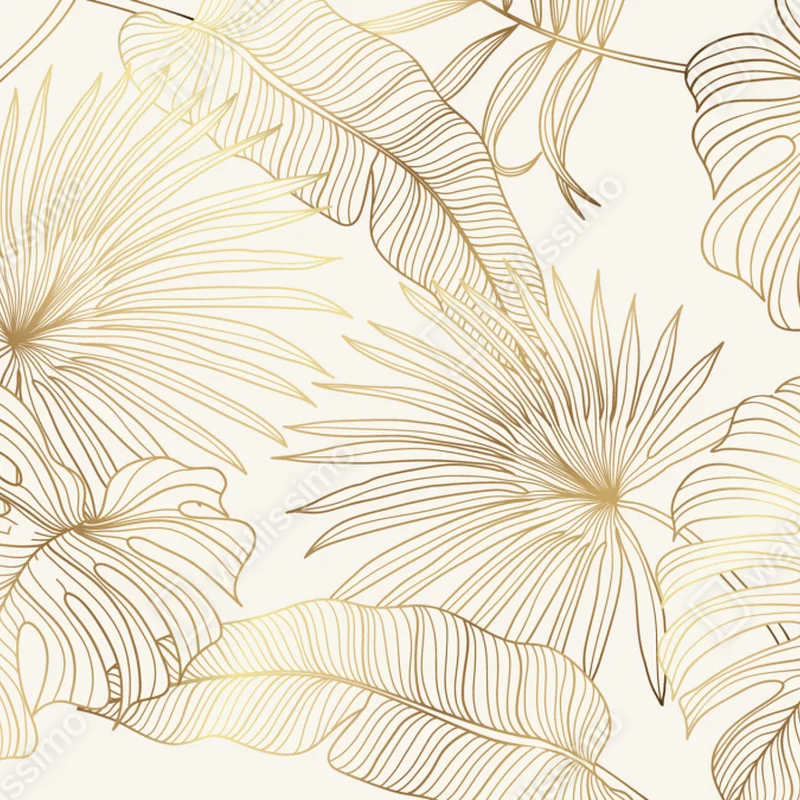 Schrankaufkleber goldene tropische blätter auf beigem hintergrund Schrankaufkleber goldene tropische blätter auf beigem hintergrund