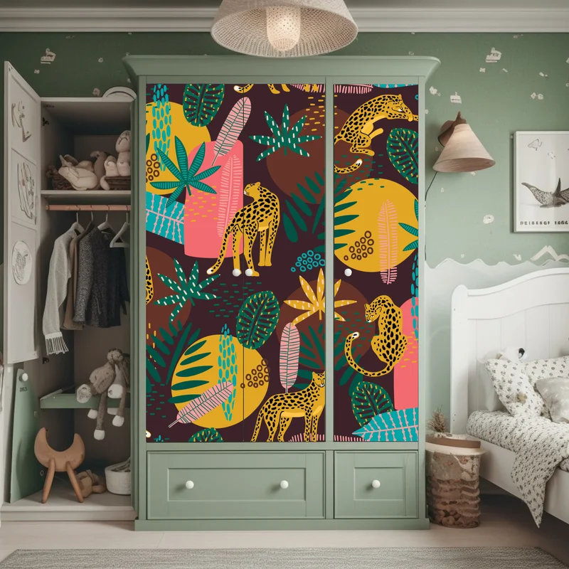 Schrankaufkleber tropisches leopardenmuster Schrankaufkleber tropisches leopardenmuster