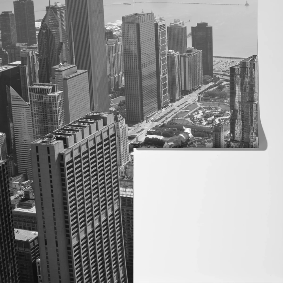 Fototapeta czarno-biała panorama miejskiej linii brzegowej Fototapeta czarno-biała panorama miejskiej linii brzegowej