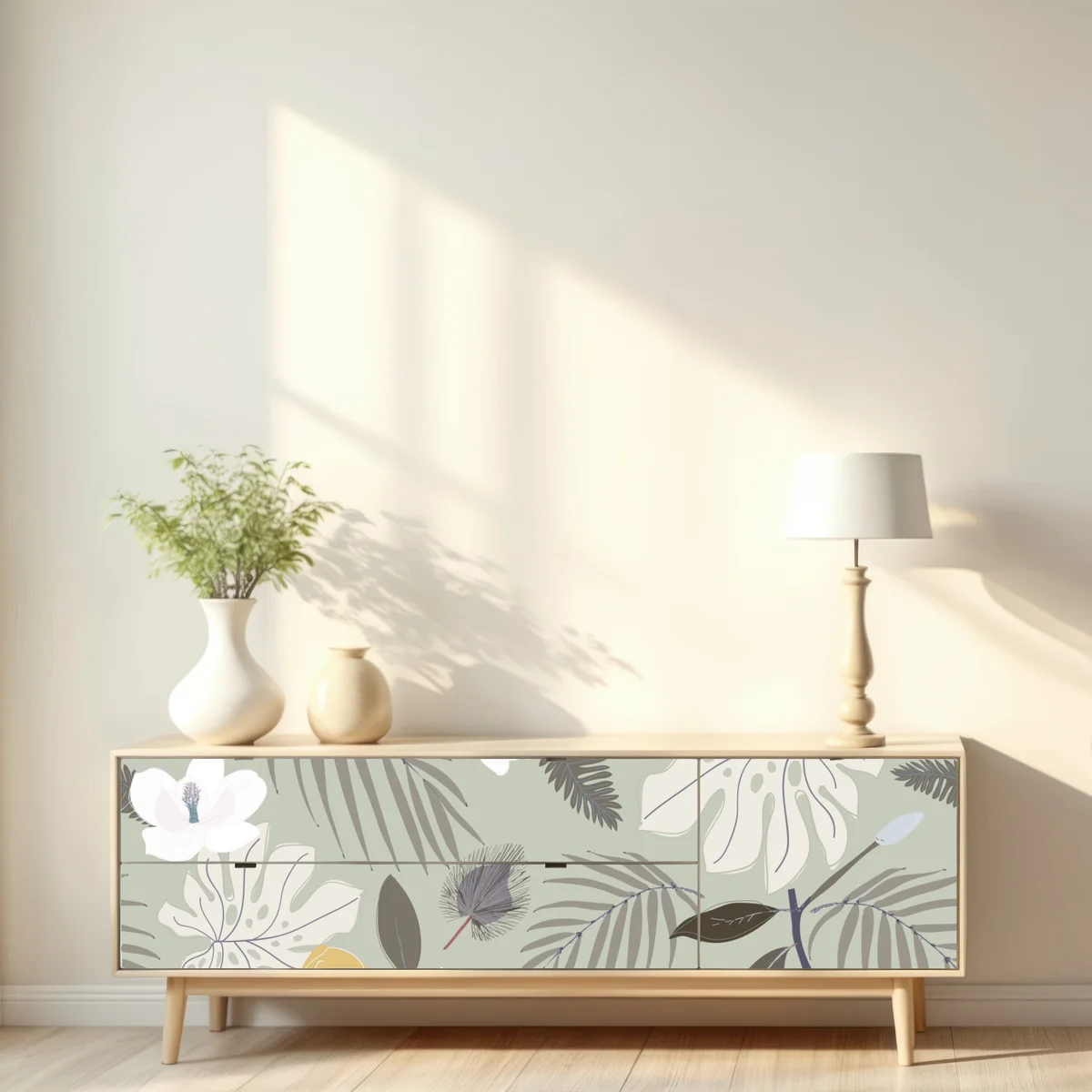 Repositionierbarer Aufkleber zartes pastell botanikmuster Repositionierbarer Aufkleber zartes pastell botanikmuster