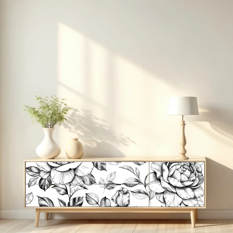 Repositionierbarer Aufkleber handgezeichnetes rosenmuster