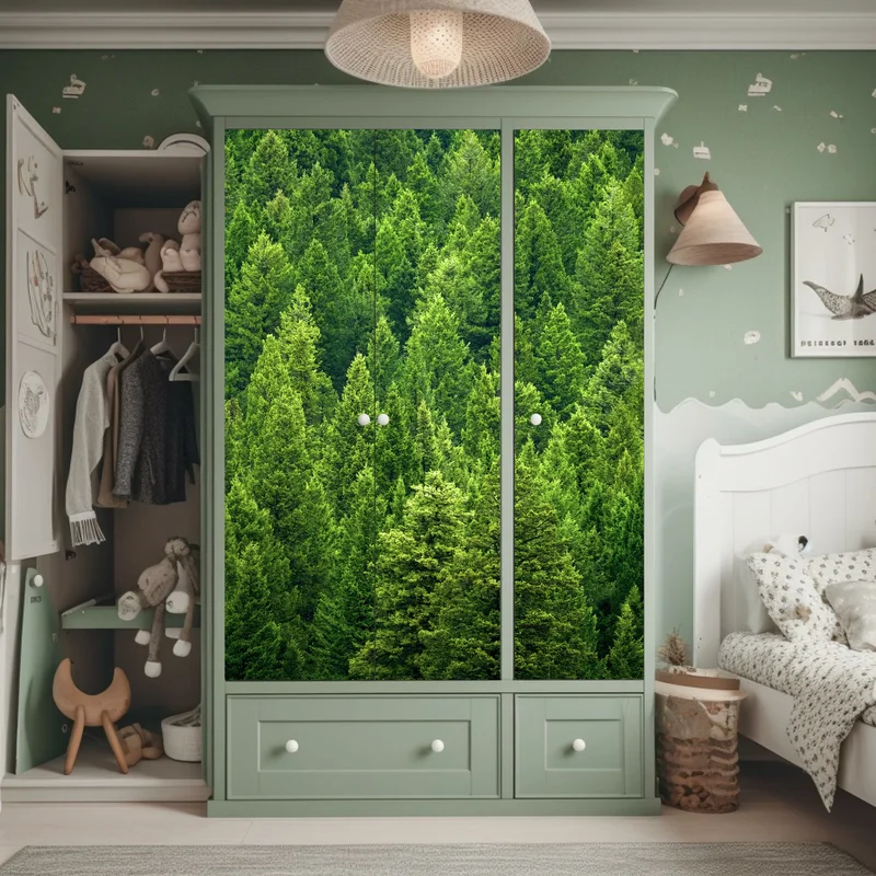 Schrankaufkleber üppige kronen eines kieferwaldes Schrankaufkleber üppige kronen eines kieferwaldes