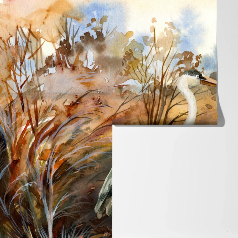 Fototapeta dwie czaple na jesiennym mokradle Fototapeta dwie czaple na jesiennym mokradle