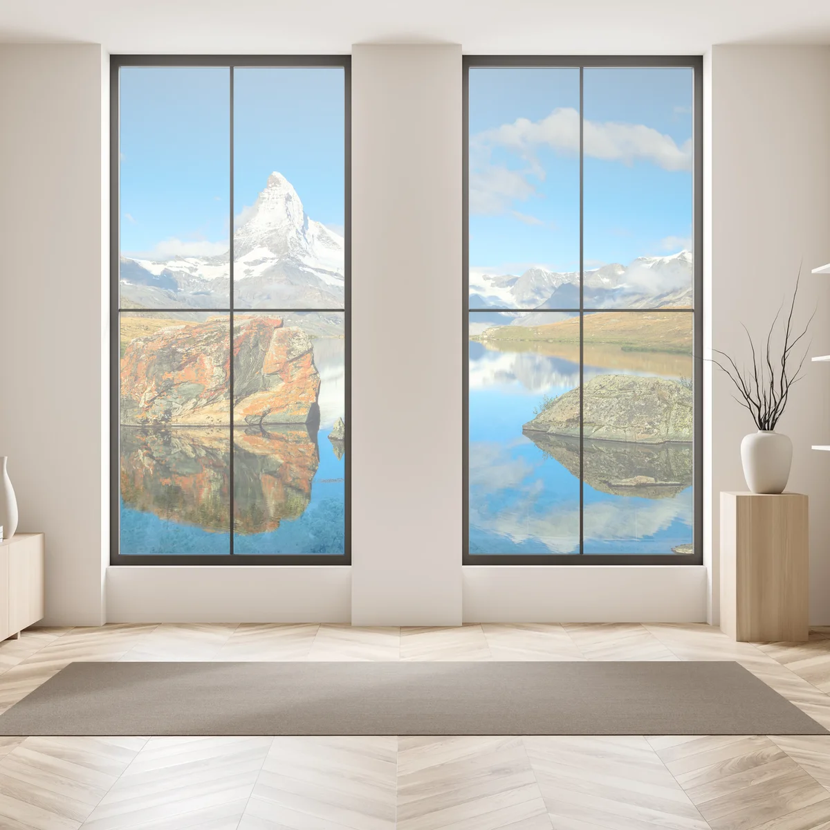 Fensteraufkleber spiegelung des Matterhorns über einem alpinen see Fensteraufkleber spiegelung des Matterhorns über einem alpinen see