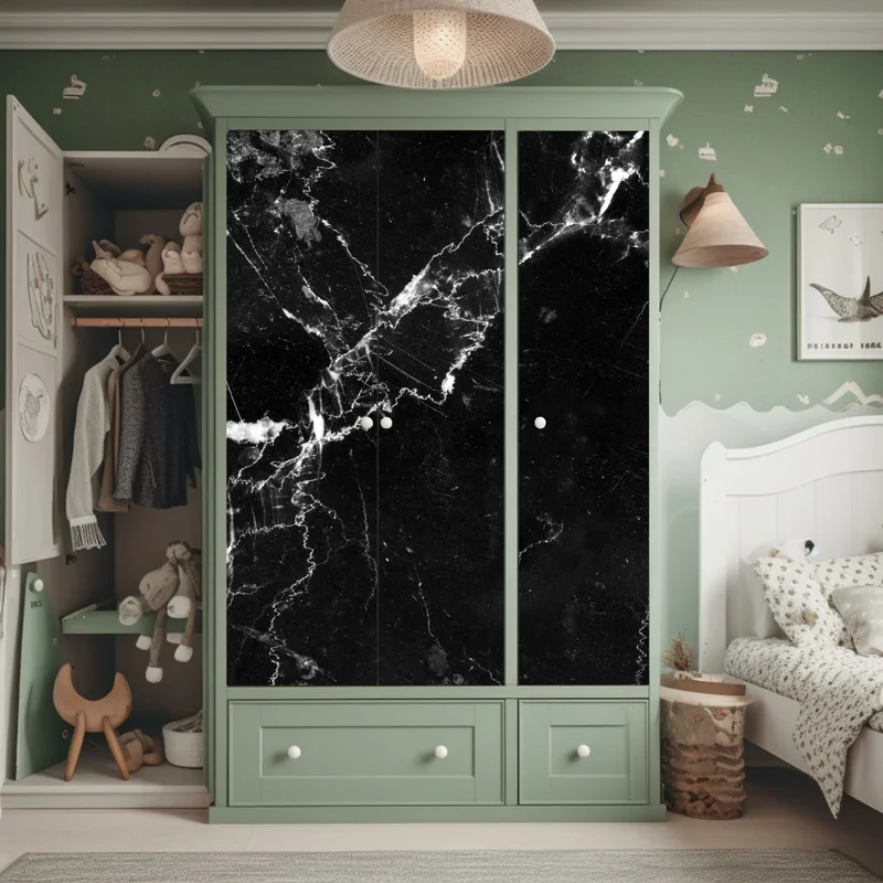 Schrankaufkleber schwarzer marmor mit adern Schrankaufkleber schwarzer marmor mit adern