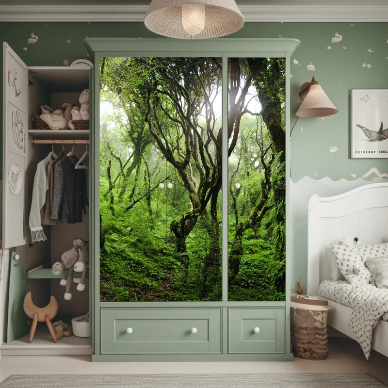 Schrankaufkleber mystischer grüner wald