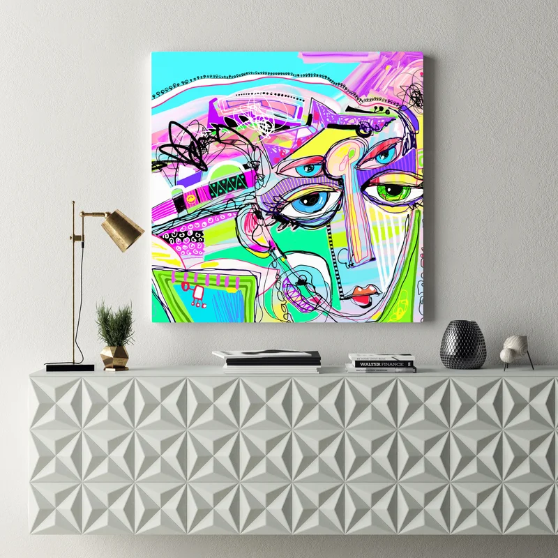 Leinwandbild buntes abstraktes gesichtsporträt Leinwandbild buntes abstraktes gesichtsporträt