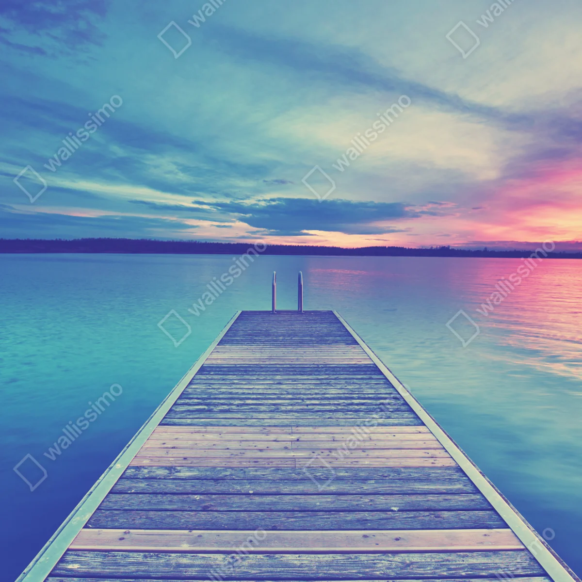 Fototapete pastellsteg am see bei sonnenuntergang Fototapete pastellsteg am see bei sonnenuntergang