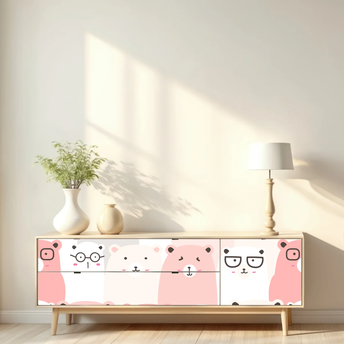 Repositionierbarer Aufkleber pastell bärenmuster für das kinderzimmer Repositionierbarer Aufkleber pastell bärenmuster für das kinderzimmer