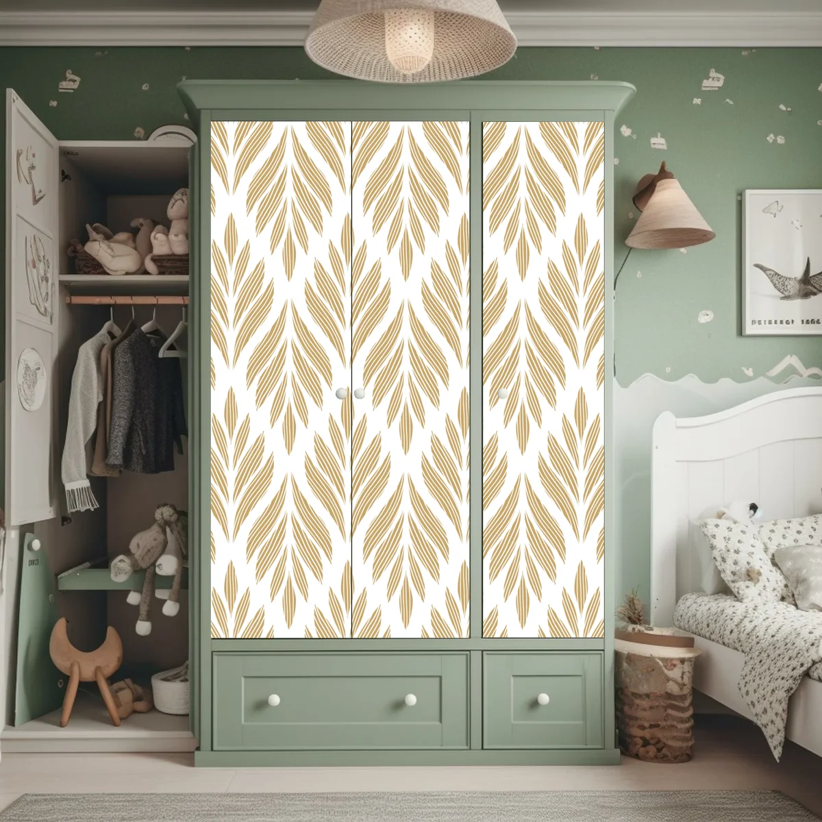 Schrankaufkleber goldenes blattmuster nahtloses design Schrankaufkleber goldenes blattmuster nahtloses design