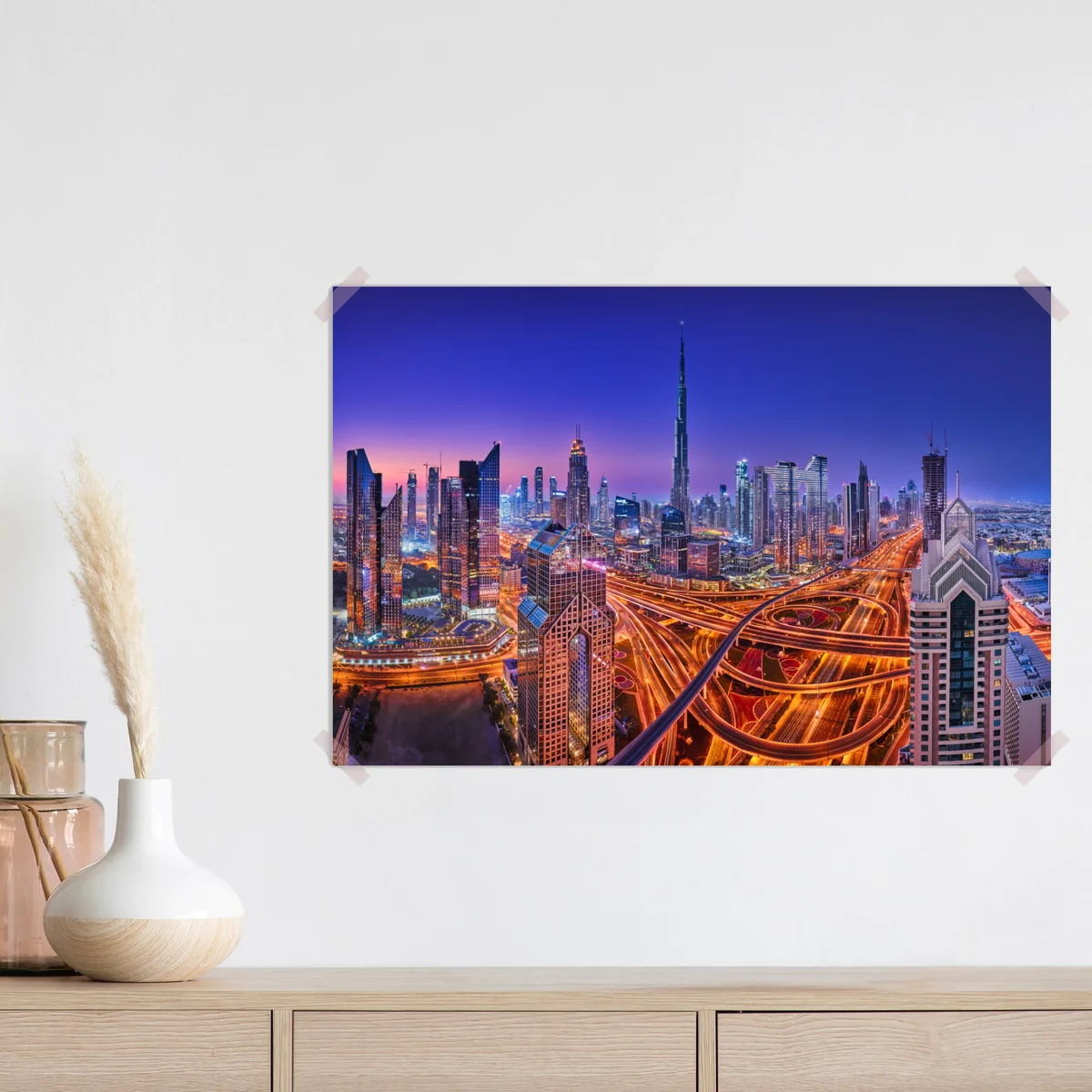 Poster Dubai panorama bei dämmerung Poster Dubai panorama bei dämmerung