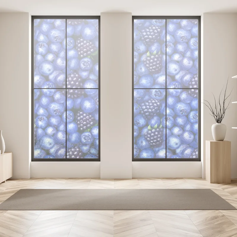 Fensteraufkleber aquarellmuster mit blaubeeren und brombeeren Fensteraufkleber aquarellmuster mit blaubeeren und brombeeren