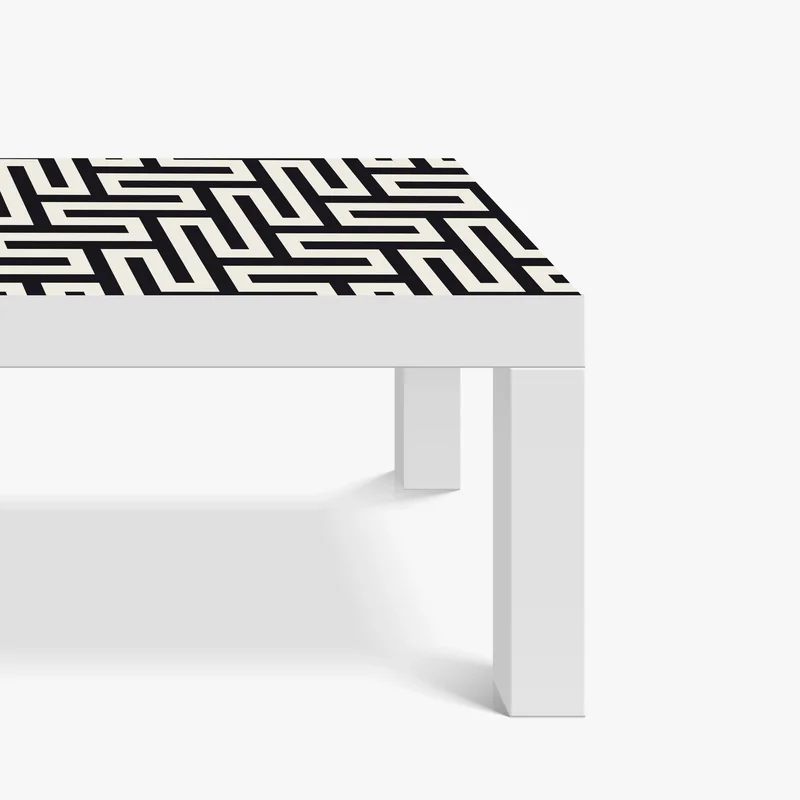 Tischaufkleber und Schreibtischaufkleber geometrisches labyrinthmuster in beige und schwarz