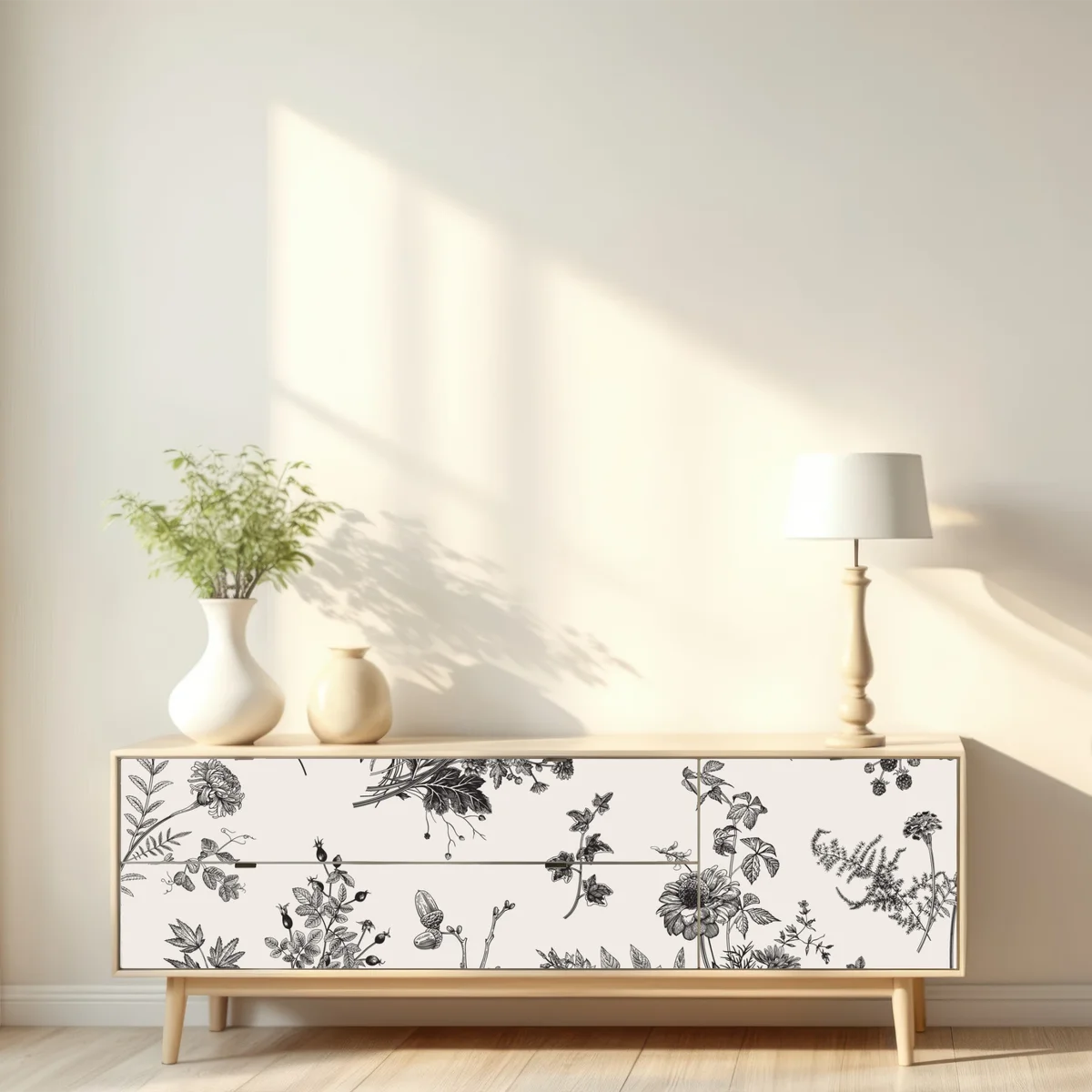 Repositionierbarer Aufkleber klassisches schwarzweißes blumenmuster Repositionierbarer Aufkleber klassisches schwarzweißes blumenmuster