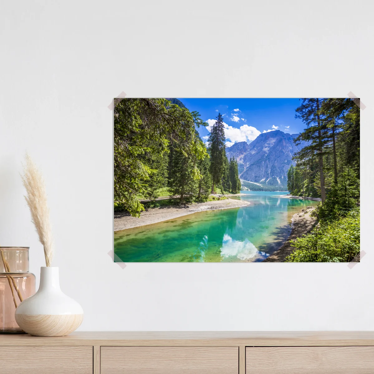 Poster Pragser Wildsee türkisblauer bergsee Poster Pragser Wildsee türkisblauer bergsee