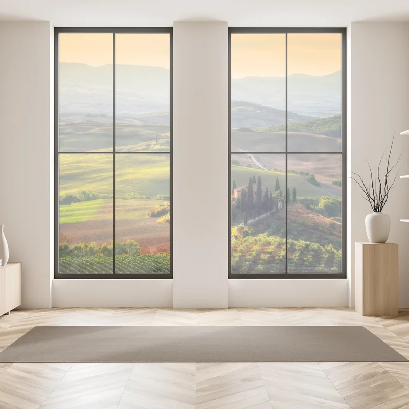 Fensteraufkleber Toskana friedliche hügel im abendlicht Fensteraufkleber Toskana friedliche hügel im abendlicht