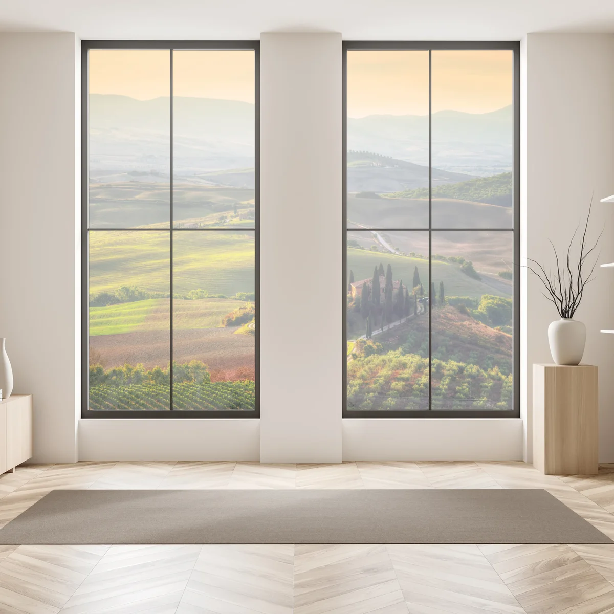 Fensteraufkleber Toskana friedliche hügel im abendlicht Fensteraufkleber Toskana friedliche hügel im abendlicht