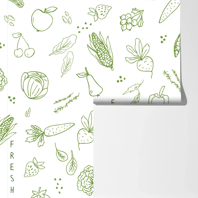 Fototapeta ręcznie rysowany wzór warzyw i owoców Fototapeta ręcznie rysowany wzór warzyw i owoców