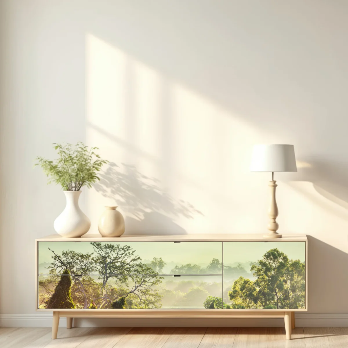 Repositionierbarer Aufkleber nebliger dschungel in Vietnam bei sonnenaufgang Repositionierbarer Aufkleber nebliger dschungel in Vietnam bei sonnenaufgang