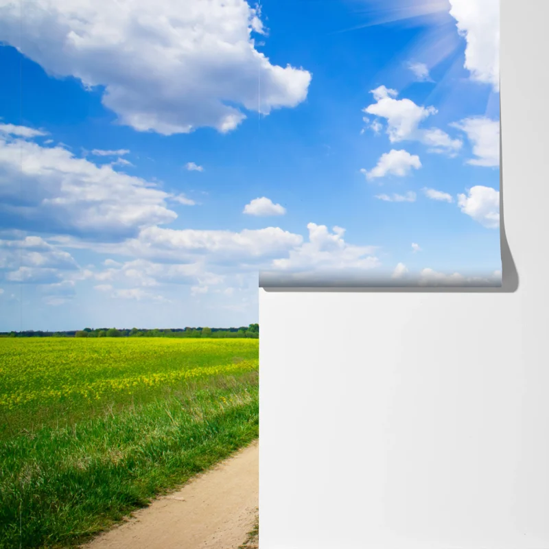 Fototapeta żółte pole rzepaku pod błękitnym niebem Fototapeta żółte pole rzepaku pod błękitnym niebem