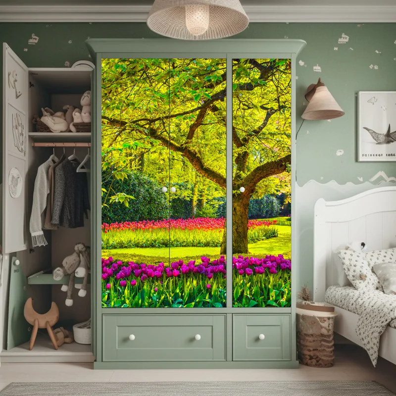 Schrankaufkleber bunter tulpengarten in Keukenhof Schrankaufkleber bunter tulpengarten in Keukenhof