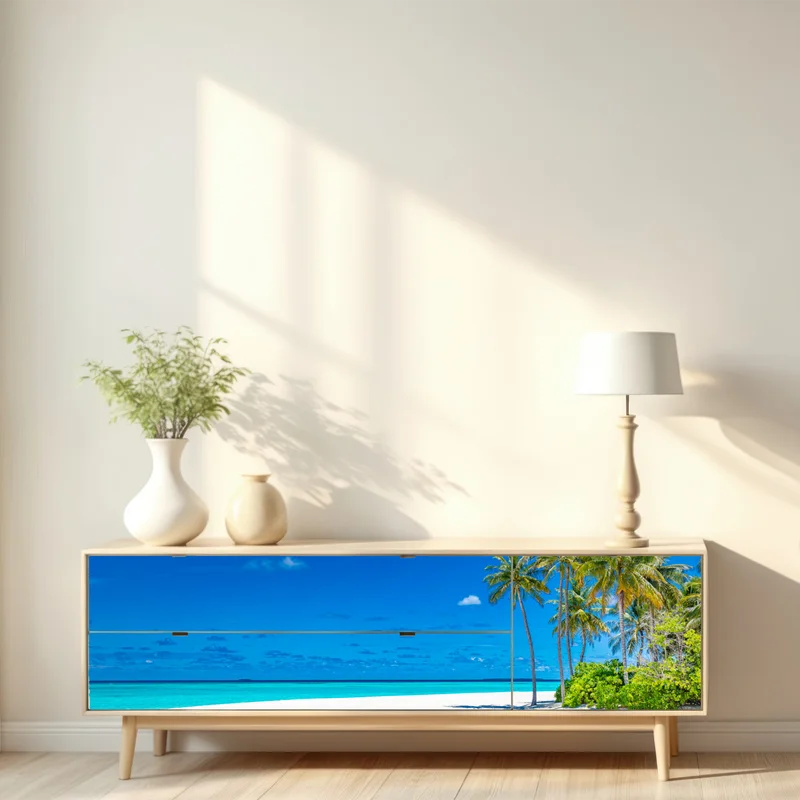 Repositionierbarer Aufkleber tropischer türkisstrand