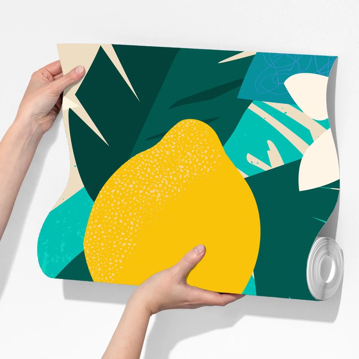 Fototapete tropisches muster mit zitronen und blättern Fototapete tropisches muster mit zitronen und blättern