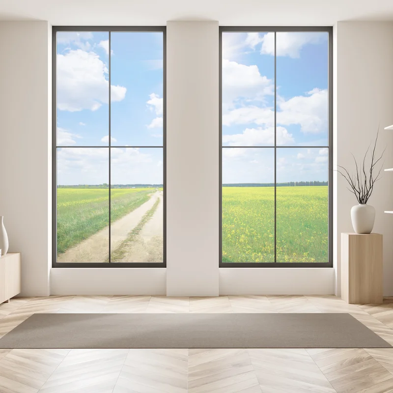 Fensteraufkleber gelbes rapsfeld unter blauem himmel