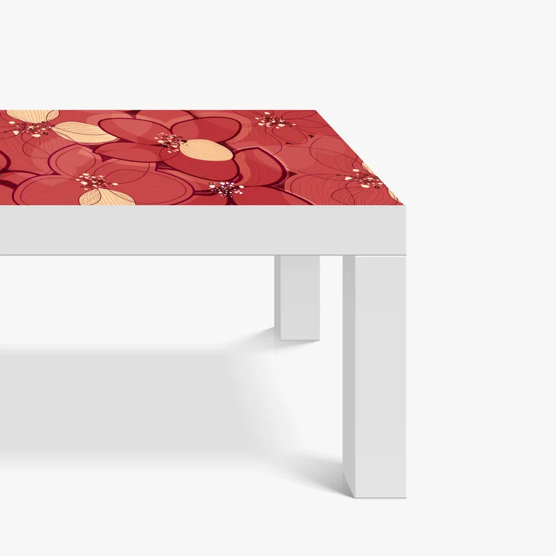 Tischaufkleber und Schreibtischaufkleber rotes blumenmuster mit beigen mittelpunkten