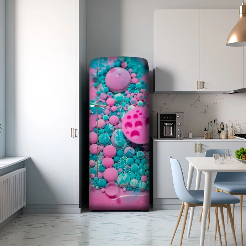 Kühlschrankaufkleber rosa und türkis marmor abstrakt
