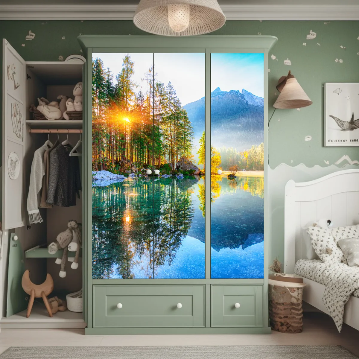 Schrankaufkleber Hintersee herbstlicher sonnenaufgang über dem türkisfarbenen see Schrankaufkleber Hintersee herbstlicher sonnenaufgang über dem türkisfarbenen see