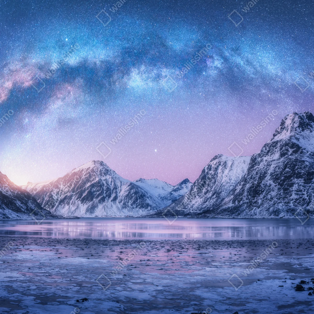 Fototapeta spokojna arktyczna noc w górach pod drogą mleczną Fototapeta spokojna arktyczna noc w górach pod drogą mleczną