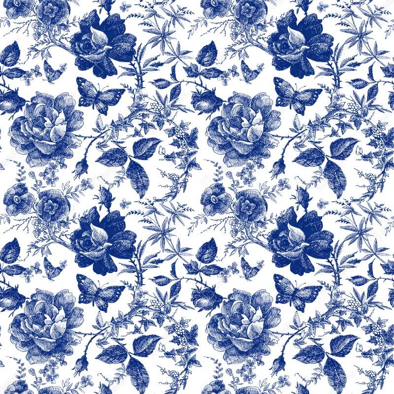 Schrankaufkleber blaues blumen toile-muster Schrankaufkleber blaues blumen toile-muster