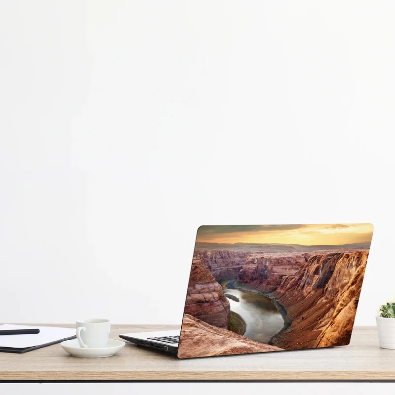 Laptop-Aufkleber sonnenbeschienener canyon bei Horseshoe Bend, Colorado River Laptop-Aufkleber sonnenbeschienener canyon bei Horseshoe Bend, Colorado River
