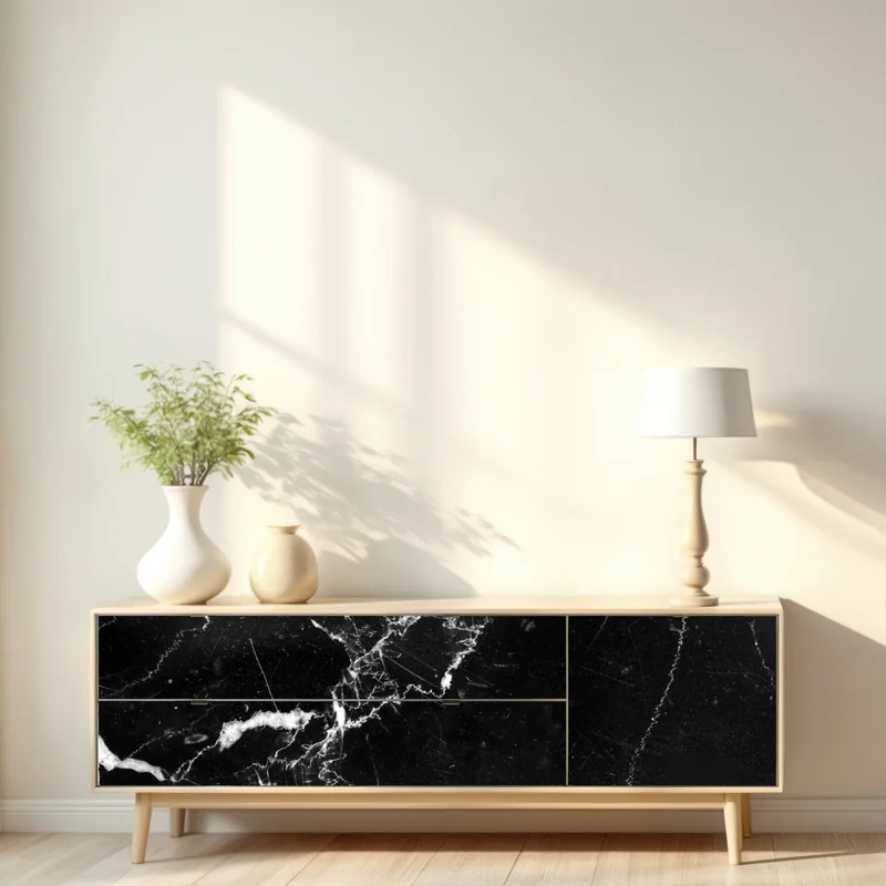 Repositionierbarer Aufkleber schwarzer marmor mit adern