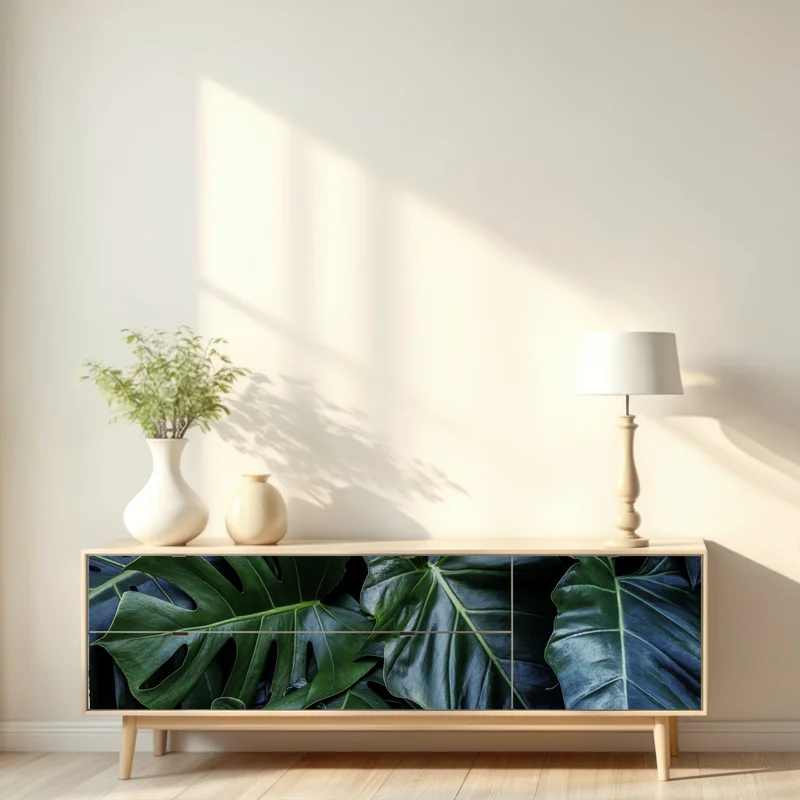 Repositionierbarer Aufkleber üppige tropische monstera-blätter